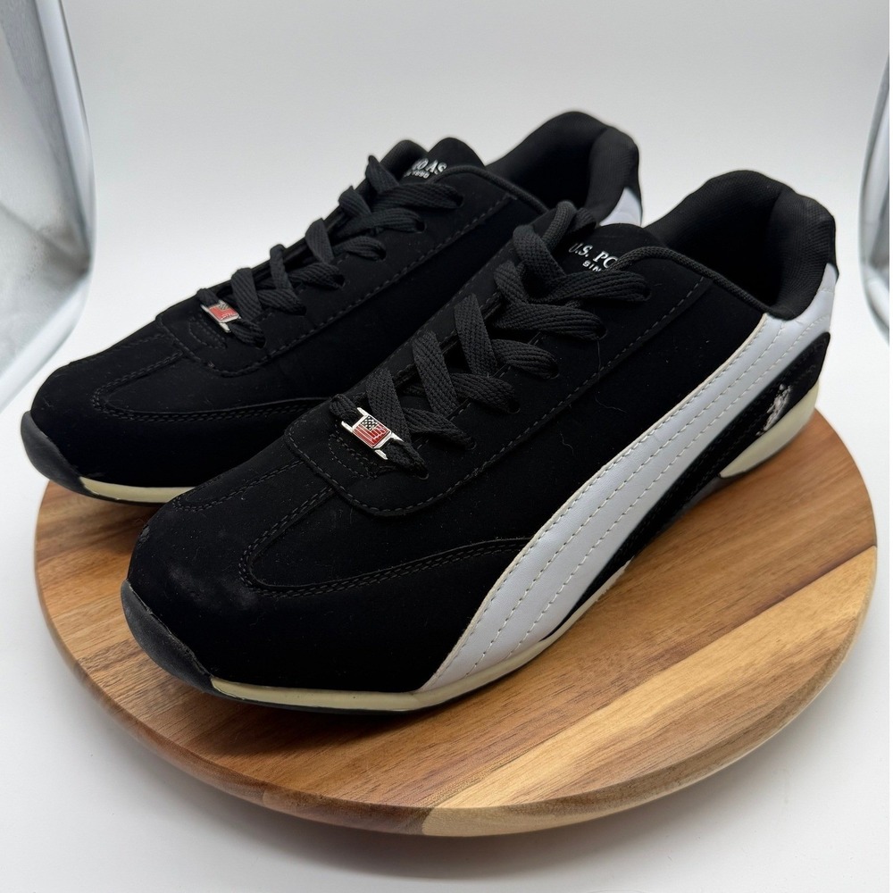 US Polo Assn Men's Size 12 UK 11 Sneakers Black White Low Top Shoes 0794